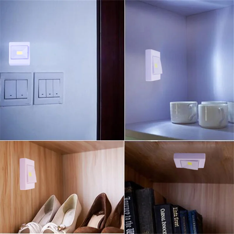 

3W COB LED Wall Switch Wireless Closet Cordless Dimmable Night Light Battery Operated RH