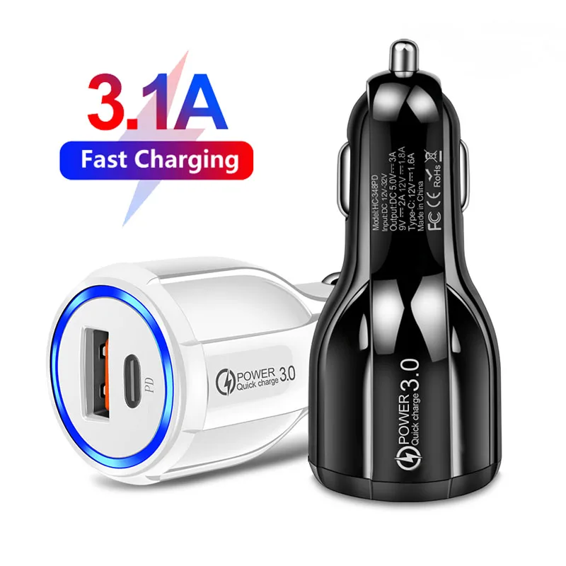 

3A Dual Port USB Car Charger QC3.0 Fast Charging For iPhone 12 Pro Max Xiaomi 11 Mobile Phone Charge Adapters Quick Charge 3.0