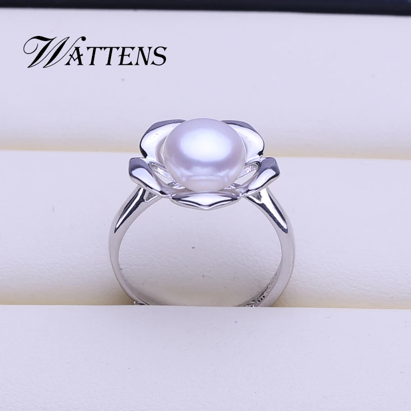 Кольцо женское из серебра 925 пробы с искусственным жемчугом | Украшения и