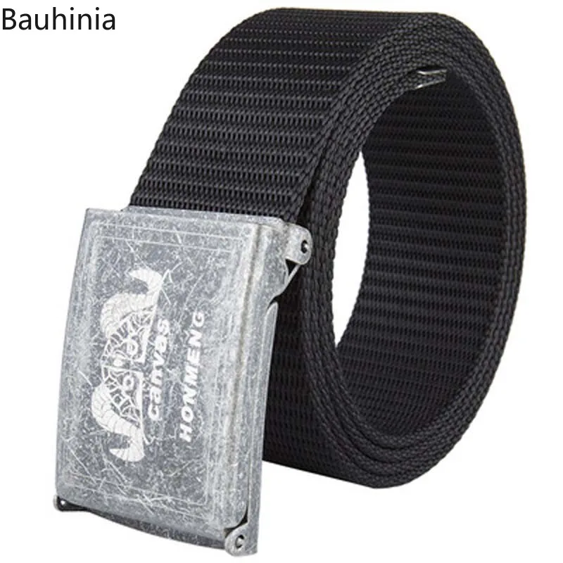 

Bauhinia Solid Color Double-sided Usable Nylon Tactical Belt Men's And Women's Casual And Retro Wear Canvas Belt