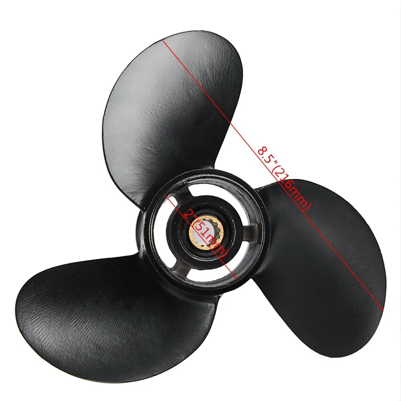 

Outboard Propeller 3B2W64517-1 8.5X9 Boat for Tohatsu Nissan-Mercury 8-9.8HP Aluminum Alloy 3 Blades Black 12 Spline Tooths