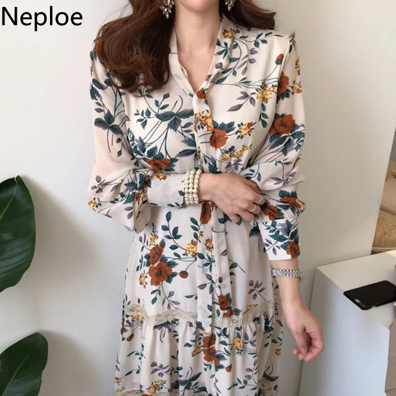 Neploe корейское шикарное ретро элегантное с принтом праздничное платье высокая