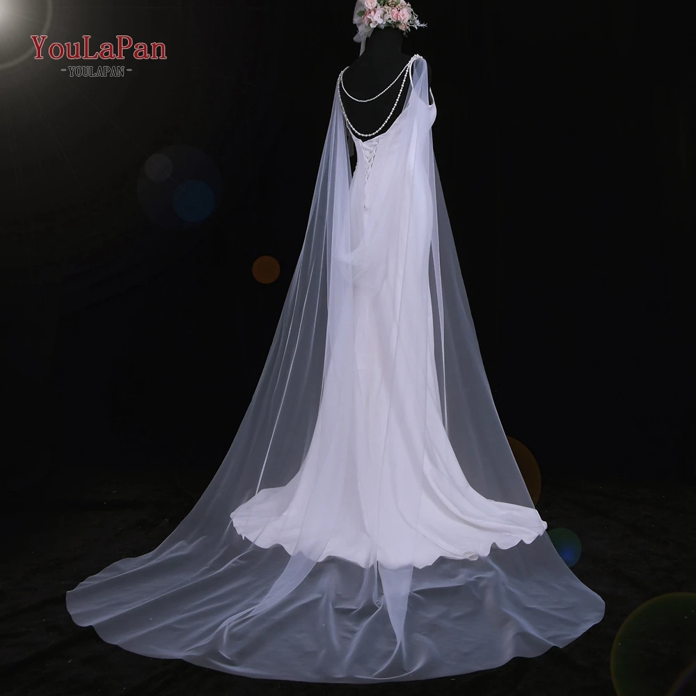 

YouLaPan G33 Long Bridal Shawl Women Cape Pearls Chain Shrug Cloak Bolero Formal Brides Shoulder Veil Wedding Bridesmaid Wraps