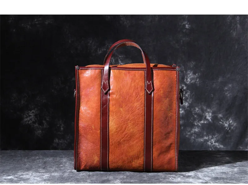 Simple retro high quality men's genuine leather briefcase new first layer cowhide business handbag men's shoulder messenger bag