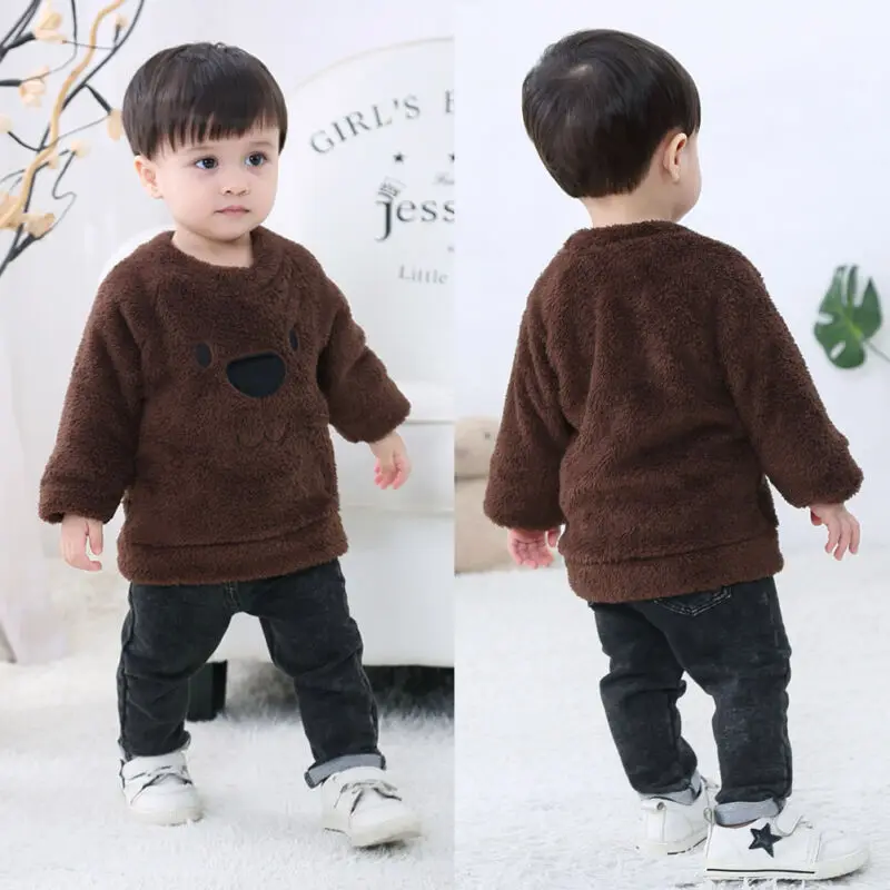 Флисовые толстовки с капюшоном и рисунком медведя для маленьких мальчиков