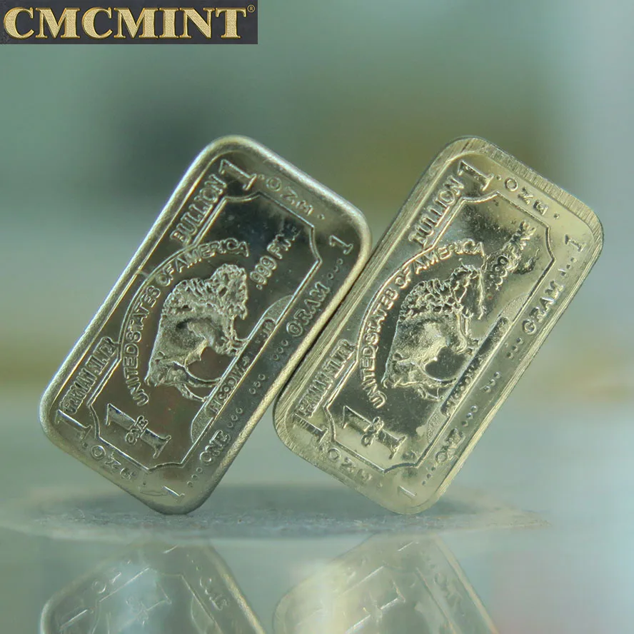 Немецкий Серебряный буйвол бар слитка мята 1 г Соединенные Штаты Америки копия