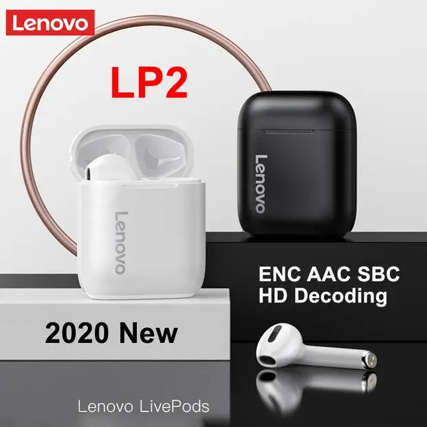 Беспроводные наушники Lenovo LP2 QT81 LP40 Bluetooth 5 0 Спортивная гарнитура с сенсорным