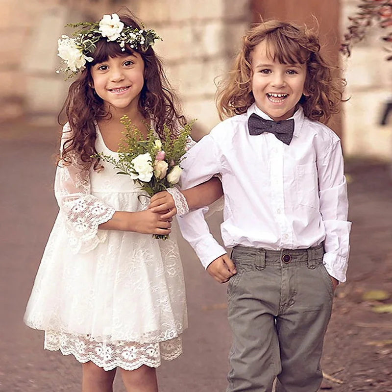 Платье для девочек кружевное рождественское платье принцессы цвета слоновой