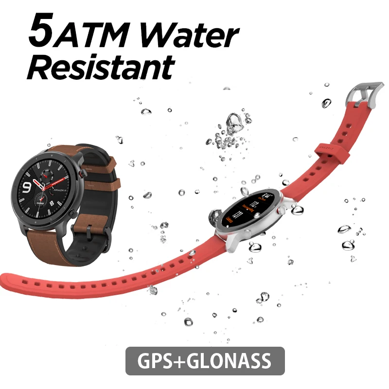 Умные часы Amazfit GTR 47 мм водонепроницаемые спортивные Xiaomi Huami 5ATM с 24-дневной
