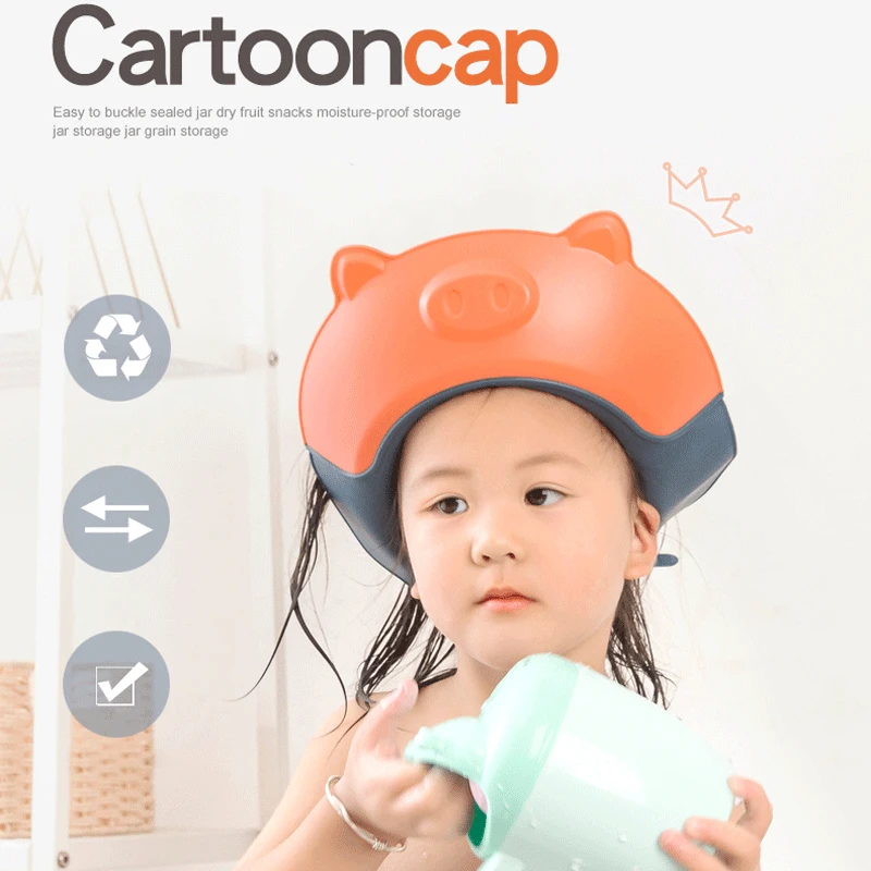 

Шапочка для душа, защита для купания, милая Регулируемая Водонепроницаемая шляпа с козырьком для детей, GRSA889