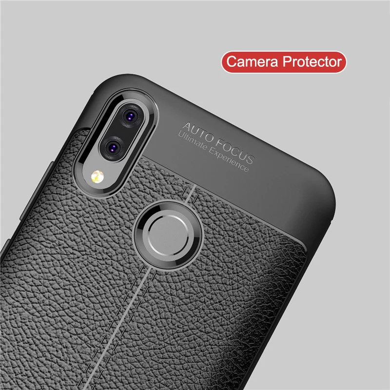 Для Huawei Y9 Prime 2019 мягкий чехол из ТПУ нескользящий с рисунком личи полная защита