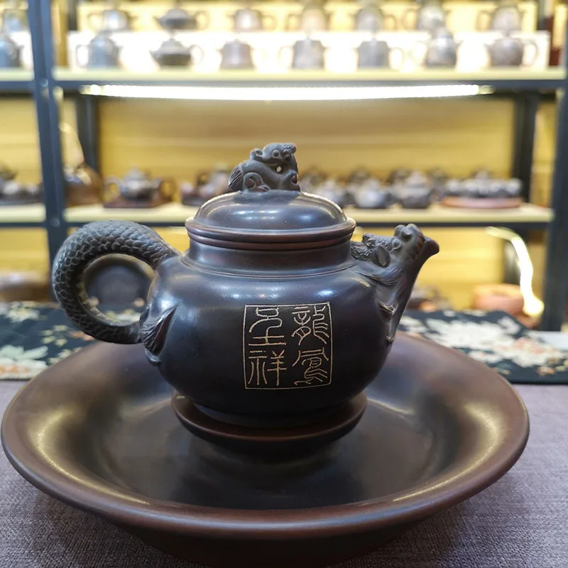 Керамический чайник Qinzhou Nixing, 100% здоровые глиняные чайники ручной работы с китайским традиционным драконом на чайной пакетике (art.: 3920cf94aff09) - 3920cf94aff09