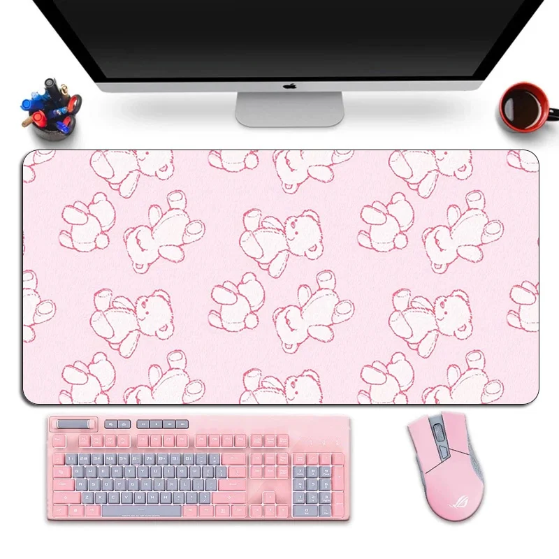 

Pink Mouse Pad Anime Gaming Mouse Mat Large Mouse Pad Rubber Computer keyboard Mouse Pad Desk Mat Stitched Edge For pink