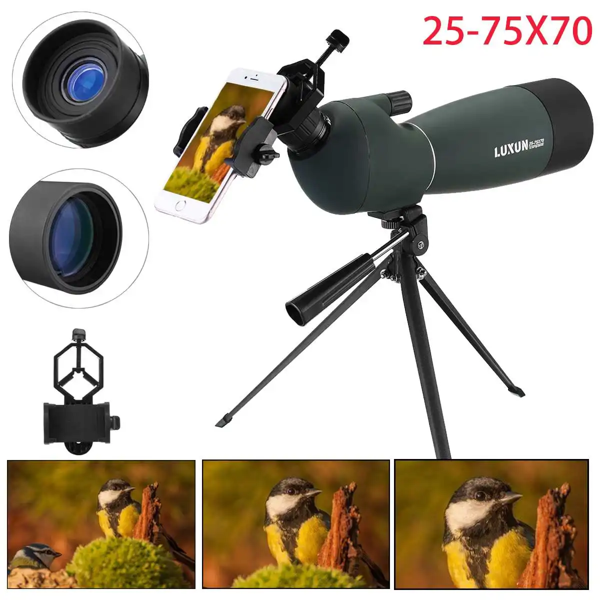 

25-75X70 HD точечный ТРУБА Профессиональный астрономический ударопрочный оптический окуляр телескоп Наблюдение за птицами телескоп ночного ви...