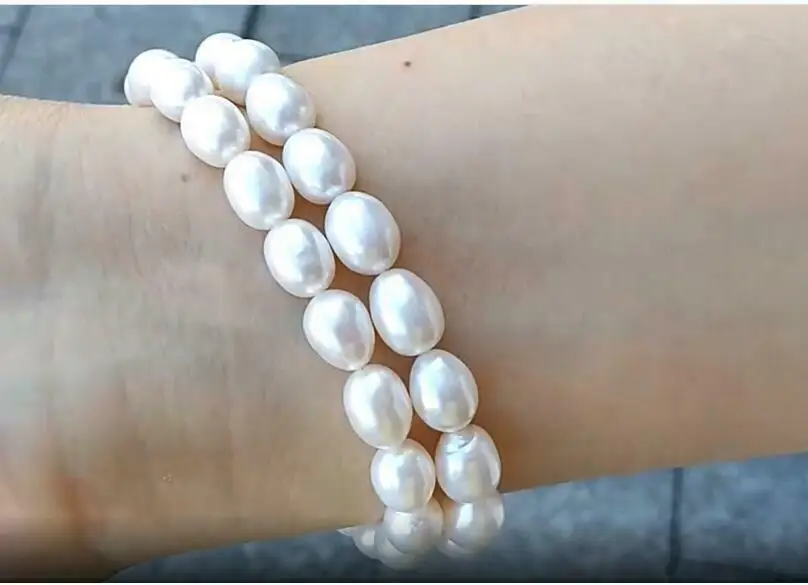 

“Charming Double AAA 9-11mm Akoya White Pearl Bracelet 7.5"-8"
