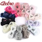 Geebro модные повязки на голову с надписью OMG для женщин девушек бант для мытья лица тюрбан для макияжа эластичные повязки для волос коралловый флис аксессуары для волос