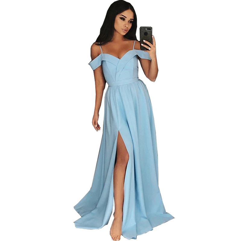 Женское длинное вечернее платье с высоким разрезом простое Пятнистое