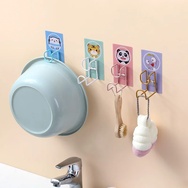 

Cartoon Adhesive Wall-Hook Punch-Free Kitchen Bathroom Fridge Door