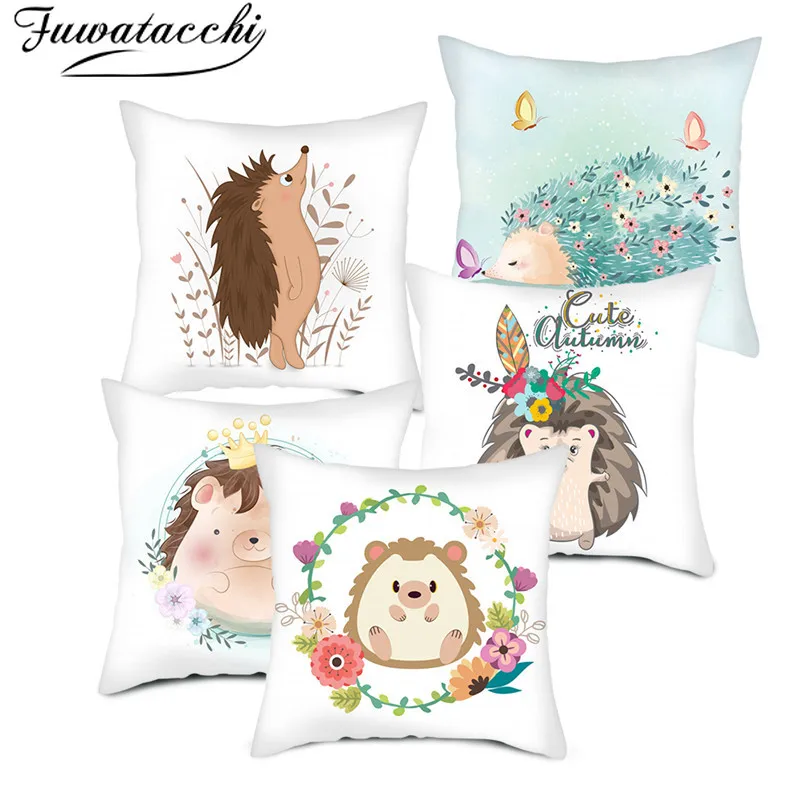 Чехол для подушки Fuwatacchi с рисунком ежа чехол изображением животных наволочка