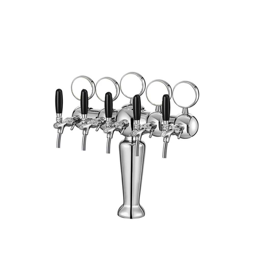 Хром покрытая металлом Ваза Форма пятипозиционный светодиодный пивная башня