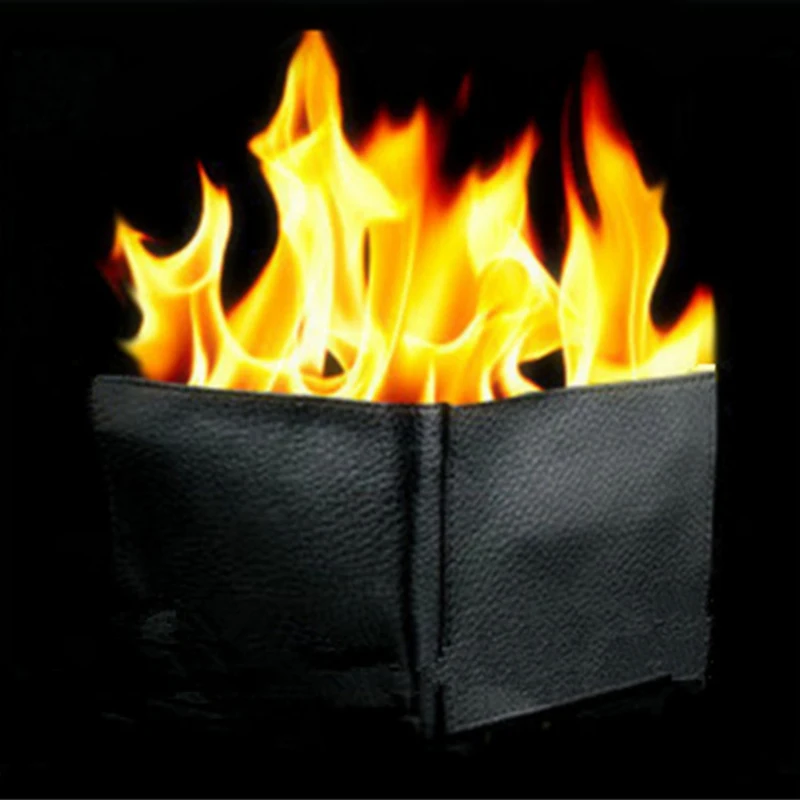 Кошелек Magic Trick Fire Flaming кожаный для улицы крупным планом магический реквизит