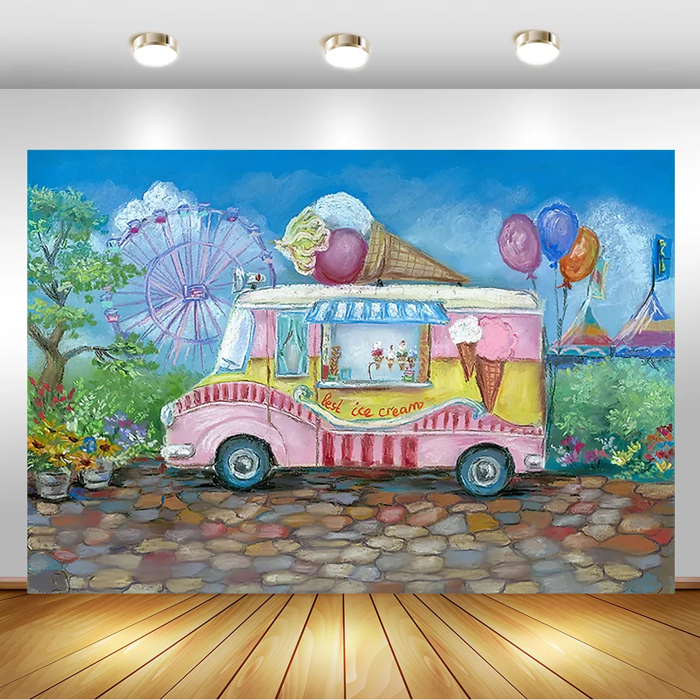 Mocsicka мороженое грузовик магазин фон для фотографии колесо обозрения воздушный