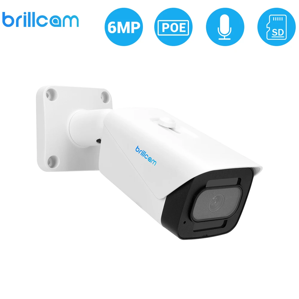 

IP-камера Brillcam, 6 МП, UHD, ИК, объектив 2,8 мм, PoE, IP67