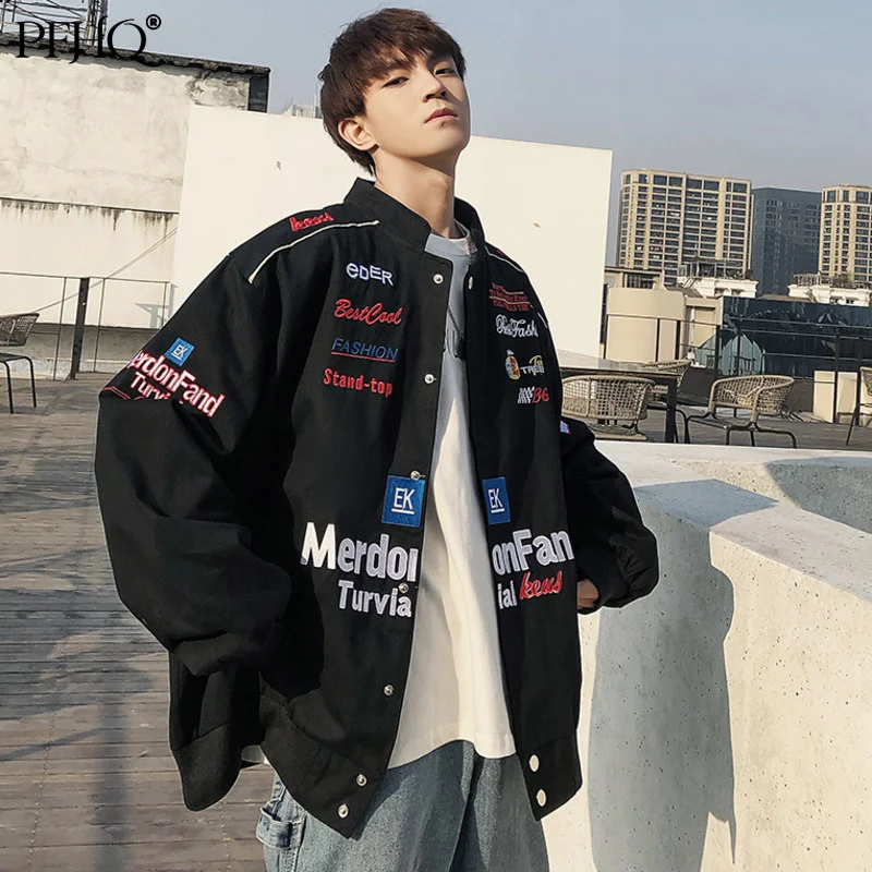 

PFHQ 2021 Autumn And Winter New Men's Stand Collar Embroidery Zipper Loose Fashion Handsome Korean Style Street Jacket 21D343