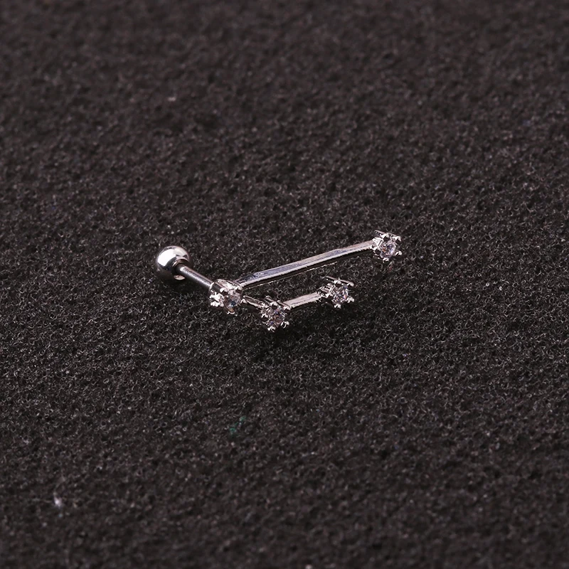 No.1 Aries 1 шт. модные 12 созвездий стальная серьга Daith пирсинг ушей штанга CZ полукомбинезон ухо траг пирсинг для хряща в форме сердца ювелирные изделия 20 г - Окраска металла: No.1 Aries