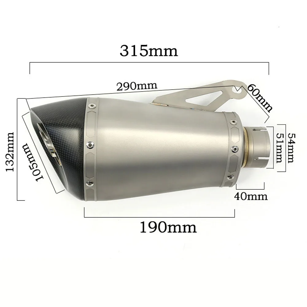 

2" 2.5" Inlet 315mm Length Motorcycle Exhaust Pipe Muffler For Cafe Racer Bagger Bobber Chopper S1000R S1000RR