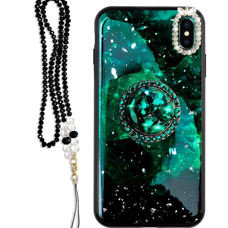 KJYWX Алмазный Зеленый Мраморный чехол для телефона iphone 7 8 6 plus X XR XS MAX блестящий