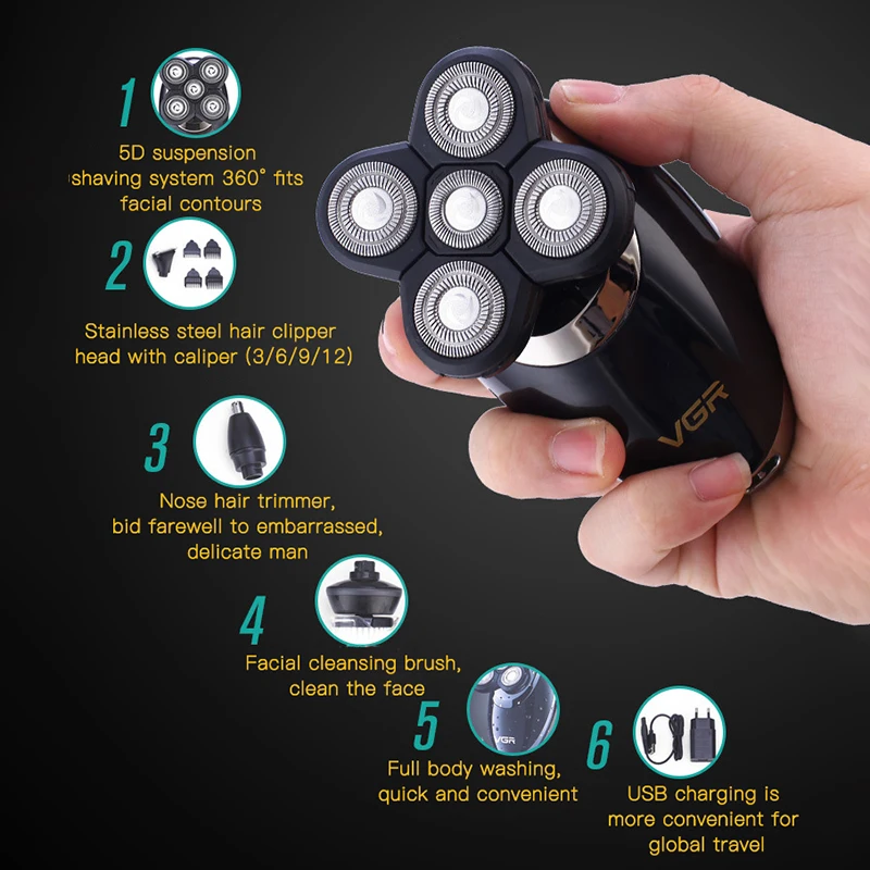 Электробритва мокрый сухой уборки для Для мужчин бритва Перезаряжаемые лысый