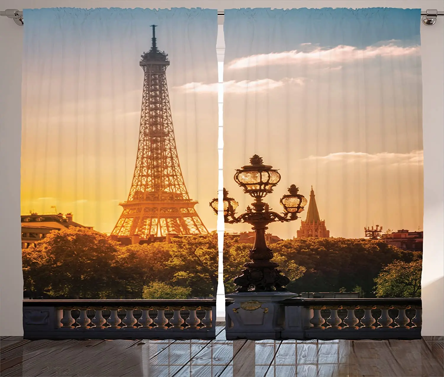 Шторы для прихожей уличный фонарь на мосте Александра против Эйфелевой башни в