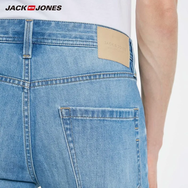 Мужские джинсы из хлопка стрейч с потертостями JackJones | 219132582 Мужская одежда