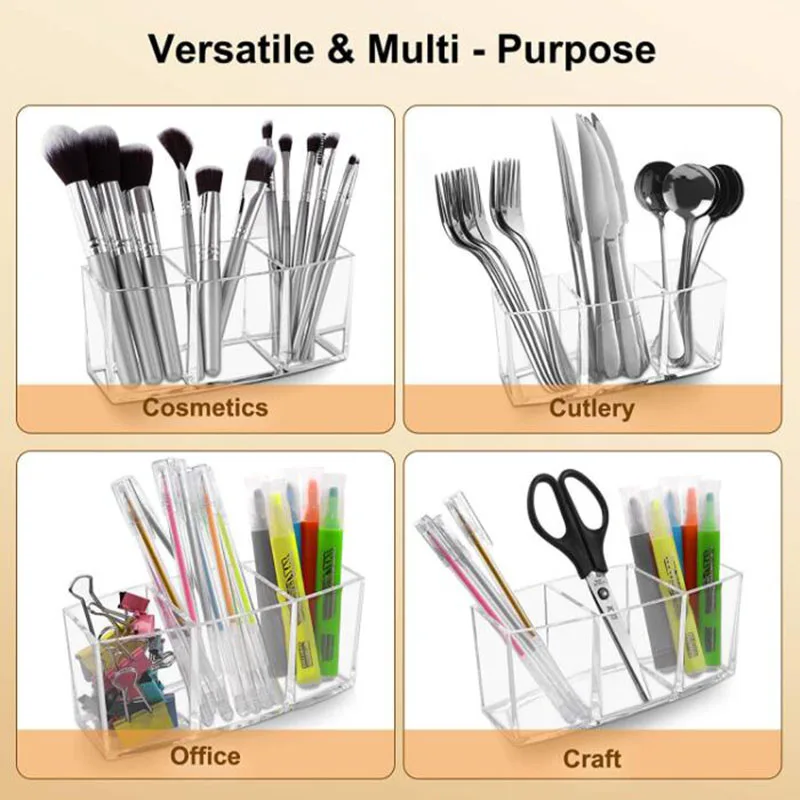 Акриловая коробка для хранения органайзер макияжа держатель кистей 3 слота