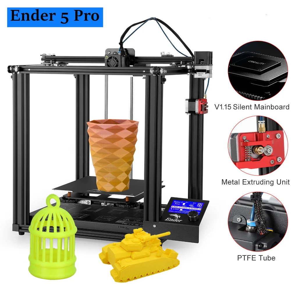 

Creality 3D Ender5/Ender5 Pro 3D принтер DIY Kit 220*220*300 мм объем сборки с обновлением Бесшумная материнская плата PTFE трубопровод экструдер