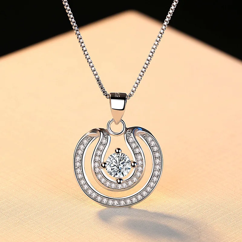 Корейские модные ювелирные изделия простой фианит кулон ожерелье для женщин 925