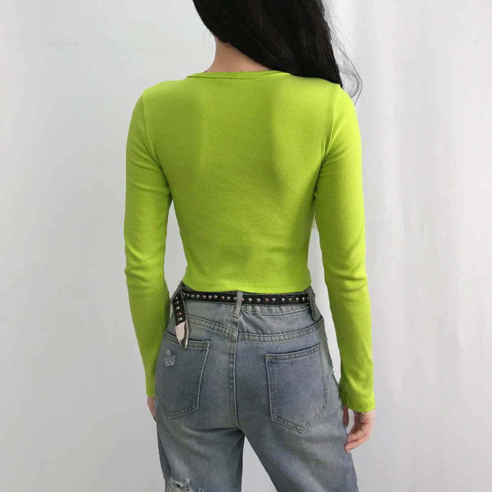 Женская модная неоновая зеленая футболка с вышивкой от солнца топы для девочек