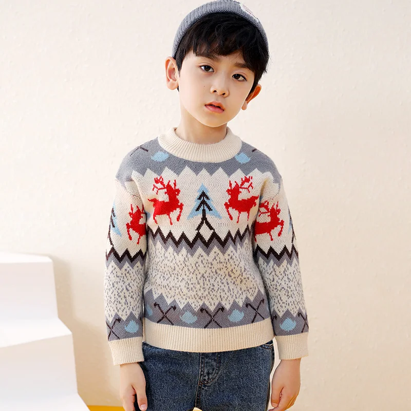 

Boys Sweaters Pullover Shirt Tops Jacket Winter Autumn Long Sleeves Toddler kids Winter Clothes Cartoon Deer Children's clothing
