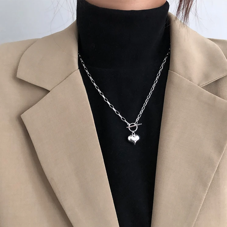 Ramos Simple Love Heart Charm Pendant Necklace 925 Clasp Chain For Women Jewelry Gifts | Украшения и аксессуары