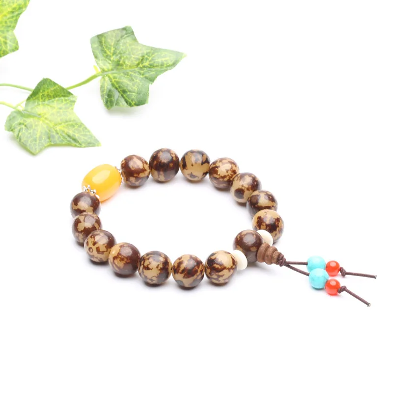 12 мм Цветок Бодхи & бусы с пчелиным воском Тибетский браслет буддистский|Плетеные