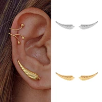 crmya new 2021 jewelry leaves ear cuff gold silver plated crawler ear climber earrings for women wedding jewelry wholesale
