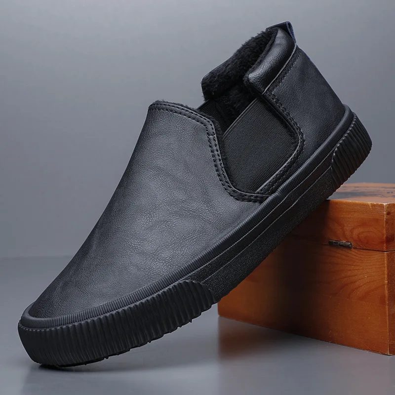 

21320 New Men PU Leather Boot Korean Trend Comfortable Loafer Men Shoes British Fashion Men High Top Sneakers New Moccasins Boot