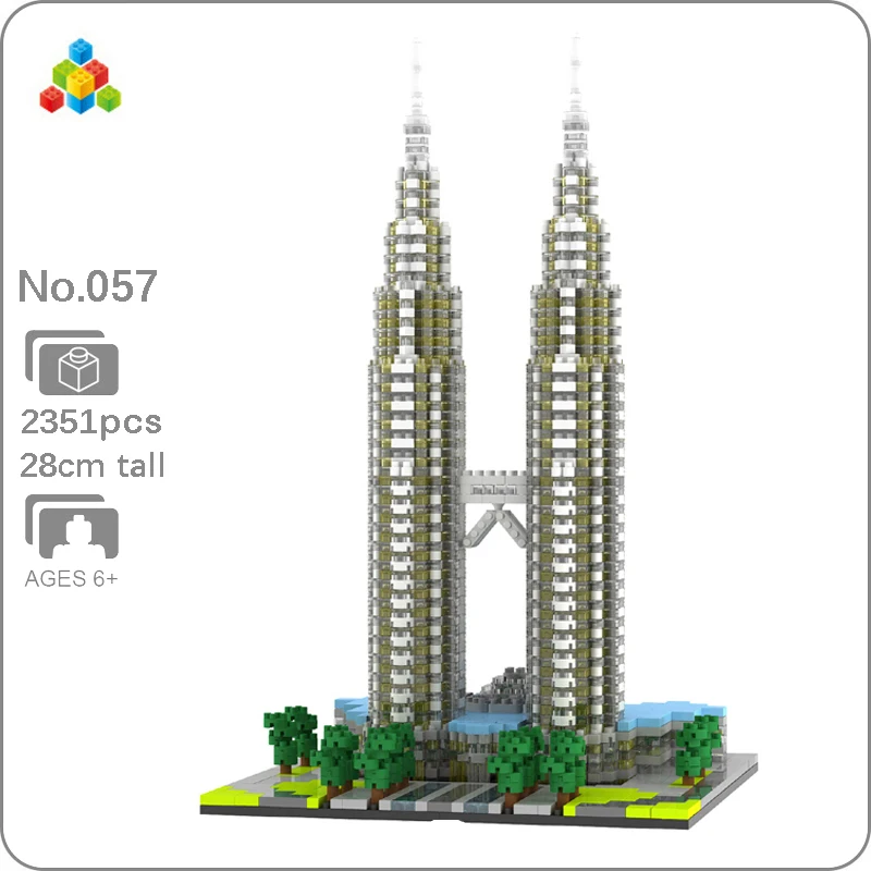 

YZ 057 Architecture World Kuala Lampur Petronas Tower 3D Model Building Blocks Set Mini Diamond Bricks Toy for Boy Children Gift