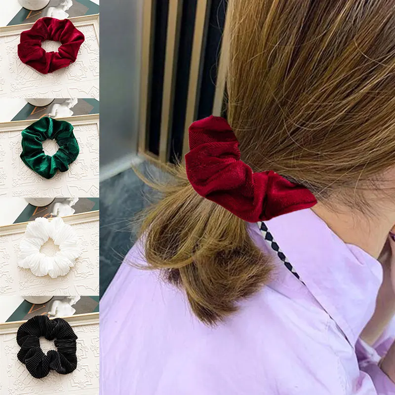 

Christmas Plaid Scrunchie Velvet Hair Ring Colorful Elastic Hair Bands Headwear Ponytail Holder Ties Rope Hair Accessories