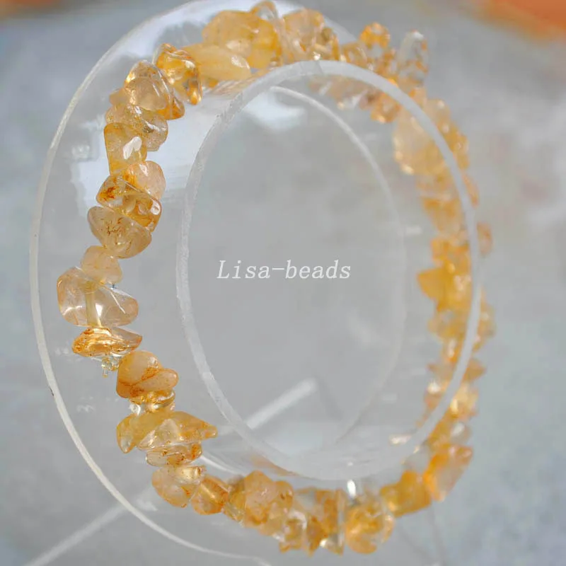 Citrine Браслет ювелирный подарок для женщин девушек натуральный камень чип бусины браслет Кристалл Опал Сердолик Lapis шнур стрейч " 1 шт - Окраска металла: Citrine