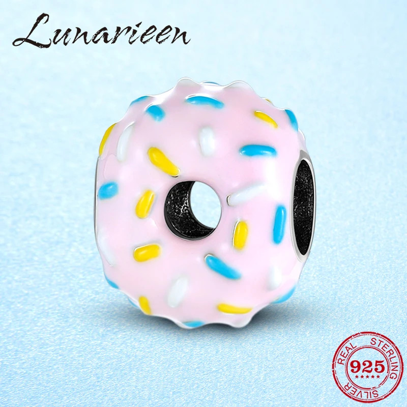 Милые макароны конфеты из стерлингового серебра 925 пробы DIY бусы Женские