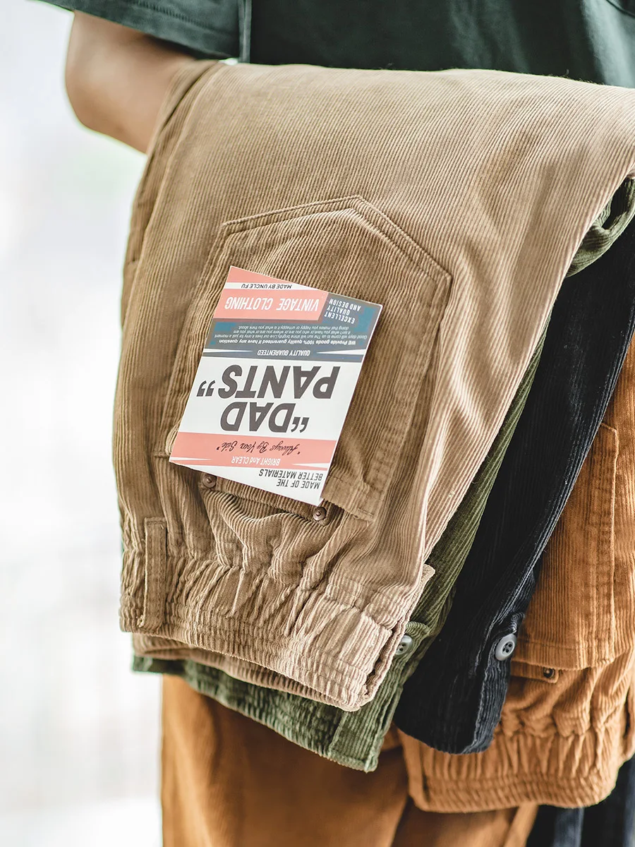 Женские винтажные вельветовые брюки цвета хаки в американском стиле прямые