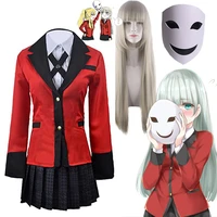 momobami ririka cosplay costume anime kakegurui compulsive gambler red school uniform uniform wig suit masquerade halloween gift