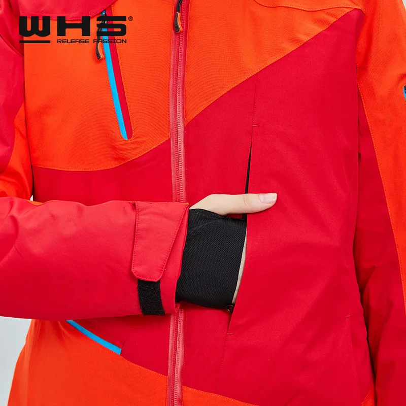 WHS Женская модная ветрозащитная Водонепроницаемая уличная Лыжная куртка